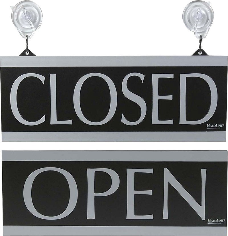 Headline Sign Century Series Reversible Open/Closed Sign, W/Suction Mount, 13 X 5, Black - Image 2